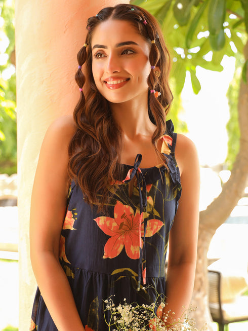 Printed Fit & Flared Pure Cotton Midi Ethnic Dresses